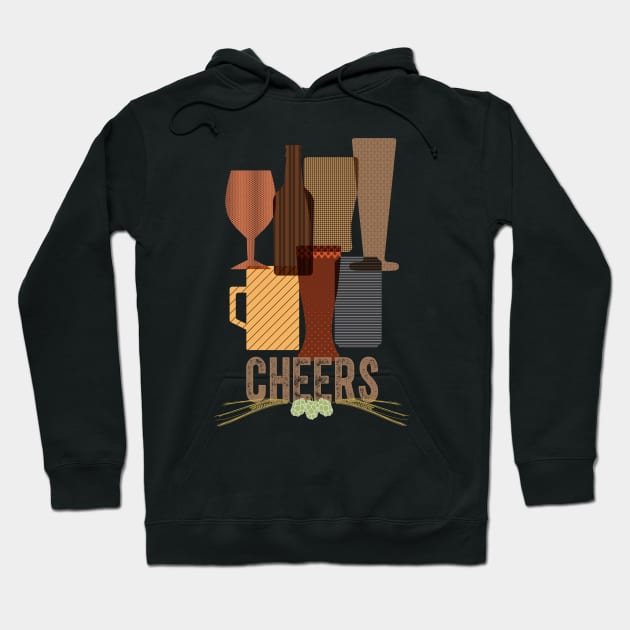 Beer Glasses Cheers type Hoodie by Lisa